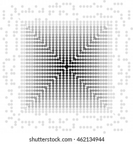 Black white and gray checkered floor with polka dot tiles - Background illustration. Abstract light square polka dot background pattern. Spotted line vector illustration