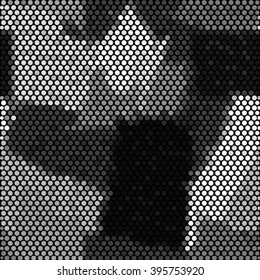 Black white and gray checkered patch floor with polka dot tiles.Abstract light square polka dot background pattern. Spotted line vector illustration