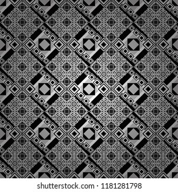 Black, white and gray diagonal tiles. Vector stock illustration in a modern flat style. Creative seamless pattern, modern diagonal abstract background with geometric elements.