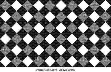 black white and gray diamond on white as checkerboard repeat pattern, replete image, design for fabric printing