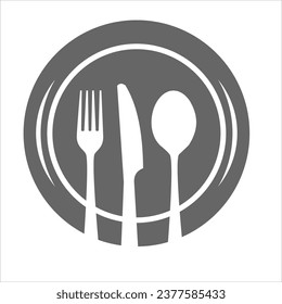 black and white gray and white fork and spoon bowl vector design in EPS format