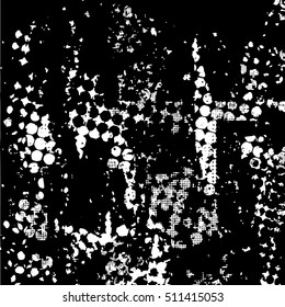 Black, white and gray grunge halftone background. Vector pattern.
