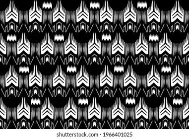 black and white gray ikat ethnic woven vector pattern, fabric vector printing