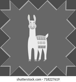 Black white gray llama animal illustration