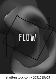 Black White Gray Minimal Gradient Flow Cover. Duo Tone Cover Design. Geometry Halftone Banner. Minimalist Hipster. Trendy Geometric Journal. Bright Modern Vector Poster. Abstract Fluid Shape Template.