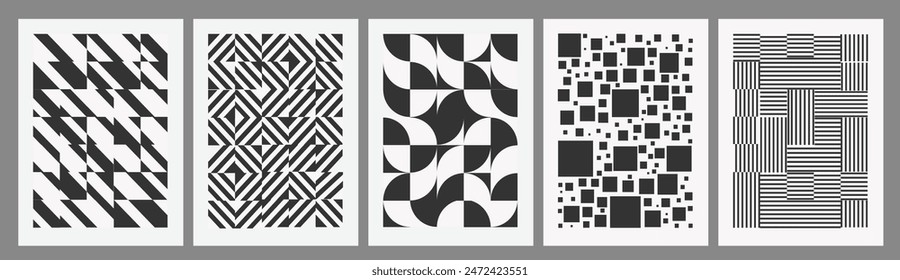 black - white gray pattern background, circle, square , triangle geometric shape. cover art, business invitation, book, interior wall decoration