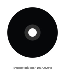 A black, white and gray silhouette of a cd
