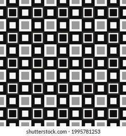 Black, white and gray squares. Vector seamless checkered ornament.