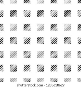 Black white and gray striped squares geometric seamless pattern, vector