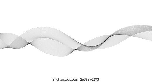 black and white gray wavy curve  technology science line on transparent background