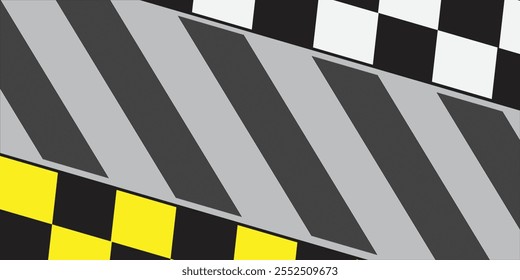 Black, white, gray and yellow police stripe border, stop line, danger, warning, do not cross, caution tapes set. Set of danger caution grunge tapes. 