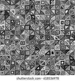 Black white grayscale gradient striped tracery texture background. Seamless pattern. Abstract geometric shapes ornament vector illustration