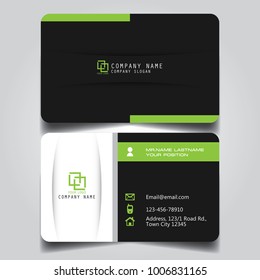 Black White and Green creative modern name card and business card with horizontal Curve Corner standard size vector template.