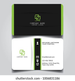 Black White and Green creative modern name card and business card with horizontal Curve Corner standard size vector template.