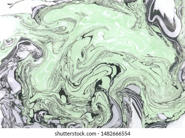 Black, white and green ink marble texture. Decorative vector acrylic background. Abstract painting. Beautiful abstract backdrop. Marble paper texture. 