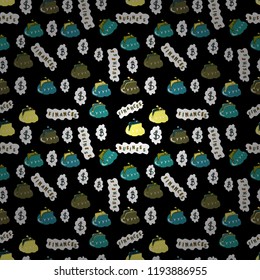 Black, white and green woman purse handbag on black, white and green background. Seamless pattern business pattern. Vector.
