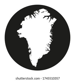 Black and white Greenland map in a circle vector