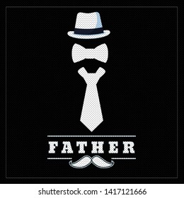 black and white greeting card banner poster design vector  for father's day celebration invitation