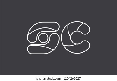 black white grey alphabet letter sc s c combination logo design suitable for a company or business