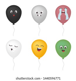 Black, white, grey ballon Set of color pharmaceutical. Vector characters face Funny emoticon concept