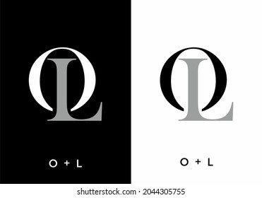 Black white grey color of OL initial letter design