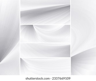 Black and white, grey color tone wavy lines horizontal and vertical banner set.