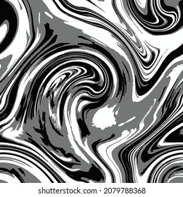 Black, white, grey colors  Repeat Creative Graphic Illustration Seamless  Paint Ink white Repeat Liquid Vector Effect.  Seamless Fabric Texture. Repeat Oil. Spring summer colours  trendy 2023