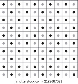 Noir Blanc Gris Mignon Polkadot Cercle Arrondi Scott Tartan Plaid Ligne Gingham Motif Gingham Arrière-Plan Vectoriel Illustration Vectorielle Nappe À Dessin Dessiné À La Main, Papier à papier pique-nique, Mat, Tissu, Textile