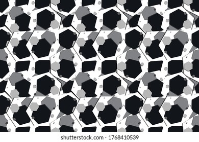 Black, white and grey hexagon seamless pattern. Vector illustration. 