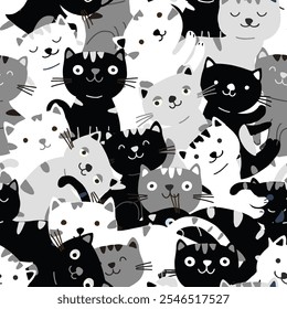 Fondo transparente de dibujos animados de gato gato blanco y gris negro