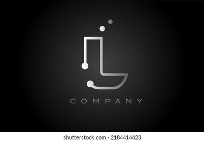 diseño de icono del logotipo de la letra del alfabeto de la línea de punto L en blanco negro. Plantilla creativa para empresas y empresas