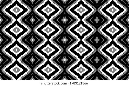 Black white grey pattern fabric seamless ethnic vector.