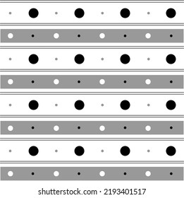 Noir Blanc Gris Polkadot Cercle Arrondi Ligne Horizontale Tranche Point de trait Cercle Motif Harmonieux Illustration Vectorielle Nappe, papier à envelopper de pique-nique, Mat, Tissu, Textile, Écharpe