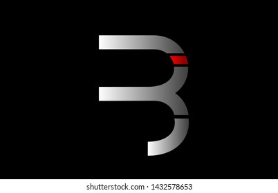 black white grey red B alphabet letter suitable as a logo icon design for a company or business