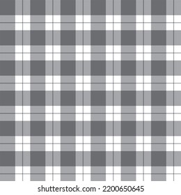 Black White Grey Simple Scott Plaid Tartan Buffalo Check Checkered Gingham Seamless Pattern Background