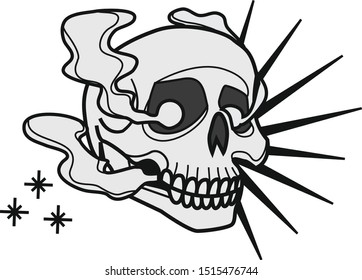 black and white grey smoke skull