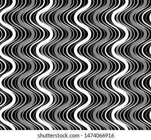 Black and White and Grey Wavy Stripes