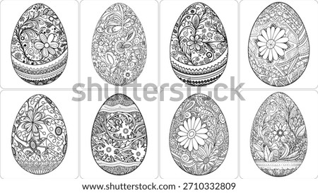 A black and white grid displays eight distinct fingerprint patterns, each with unique ridge formations and whorls.