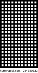 Black and white grid of white squares in vertical alignment, symmetrical pattern over black background. concept of geometric design, modern art, minimalistic decor, abstract motif.