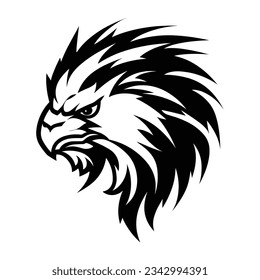 Black and White Griffin Head Silhouette