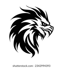 Black and White Griffin Head Silhouette