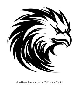 Black and White Griffin Head Silhouette