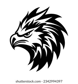 Black and White Griffin Head Silhouette