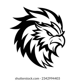 Black and White Griffin Head Silhouette