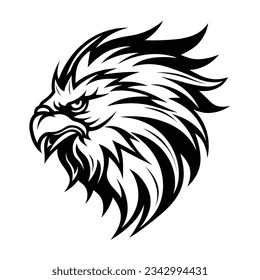 Black and White Griffin Head Silhouette