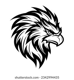 Black and White Griffin Head Silhouette