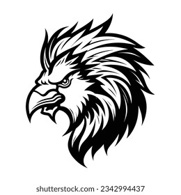 Black and White Griffin Head Silhouette