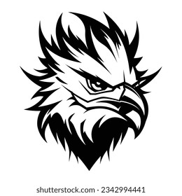 Black and White Griffin Head Silhouette