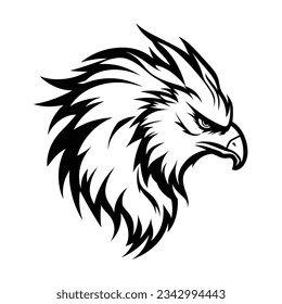 Black and White Griffin Head Silhouette