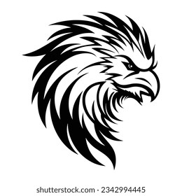 Black and White Griffin Head Silhouette